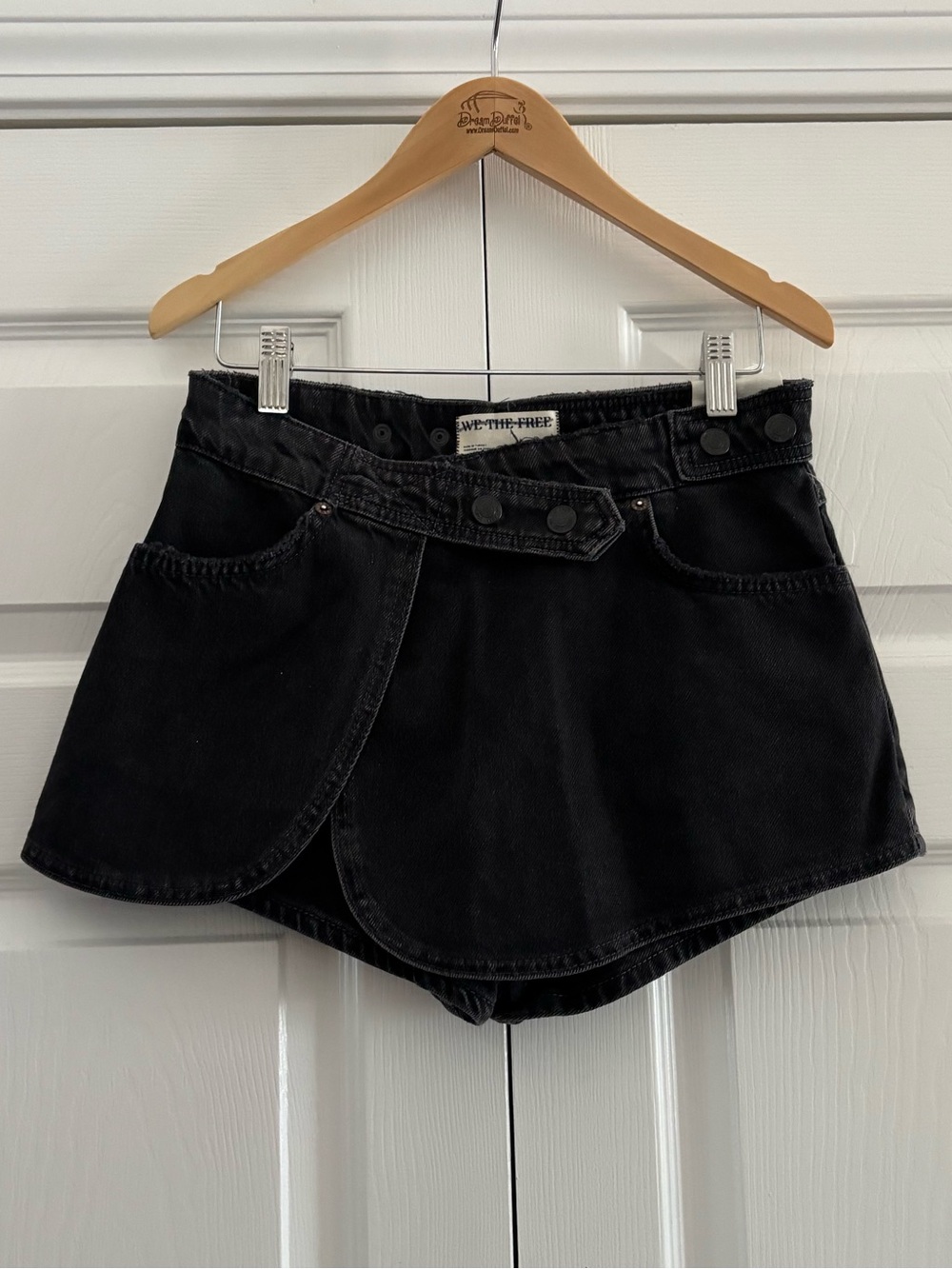 Free People Maxine Denim Skort In Black NWOT